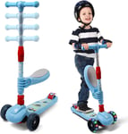 Kids 3 Wheel Scooter with Seat Kick Push LED Flashing Wheels Boys Toddler Child