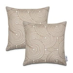 Paco Home Housse De Coussin Housse De Coussin Décoratif Lot De 2 Canapé Salon Feuilles Scandinave, Couleur:Gelb-Braun, Sets:2pcs-Set