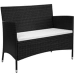 Banc de jardin meuble de patio resine noir Helloshop26