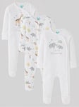 Mini V by Very Baby Unisex 3 Pack Mummy And Daddy Sleepsuit - White, White, Size Age(Months): Newborn (10Lbs)