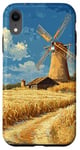 iPhone XR Wheat Fields With Windmills Landscape Vintage Graphic Case