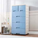 Commode - Armoire de rangement pour penderie - Avec 6 tiroirs et 4 roulettes - Peu encombrant - En plastique - Tour de rangement pour salon, chambre