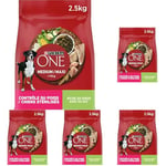 PURINA ONE Medium/Maxi >10kg | Contrôle du Poids Chiens Stérilisés| Croquettes Riches en Dinde pour Chiens | Adultes | Sac de 2,5 Kg (Lot de 5)