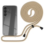 For Samsung Galaxy S24 phone case with strap cord case chain taupe clips black