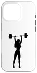 Coque pour iPhone 16 Pro Silhouette Femme Overhead Pressing a Barbell