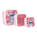 My sweety pop - lot de 3 boites a gouter - Boîte à goûter - Lunch box – Stitch - Pour enfant - Crèche - Maternelle - Ecole - Vacances - Repas - 11,5 cm - Pour Fille - Rose - Idée Cadeau