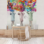 Apalis 95262 Papier peint photo en non-tissé Motif explosions de cerveaux Carré Papier peint photo mural 3D pour chambre à coucher, salon, cuisine | Dimensions : 336 x 336 cm, multicolore