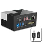 WAVLINK Station d'accueil USB 3.0 à Double Affichage (HDMI/DVI ou VGA), Ethernet Gigabit, Audio, 2 Ports de Chargement USB et 4 de données USB