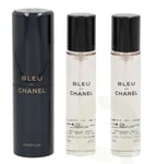 Chanel Bleu De Chanel Pour Homme Giftset 60 ml, 3x Edt Spray 20ml - Twist and Spray - Travel Sprays