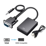 Câble de convertisseur VGA vers HDMI Full HD 1080P,sortie audio 3.5mm,adaptateur compatible HDMI pour PC portable vers budgétaire HDTV - Type 1080P 60Hz #B