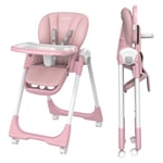 SEJOY Baby High Chair Foldable Booster Seat W/ 4 Wheels Adjustable Heigh Recline