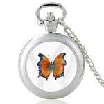 Pocket Watch, Pretty Butterfly Design Vintage Charm Quartz Pocket Watch Men Women Glass Dome Unique Pendant Necklace Hours Clock Gifts