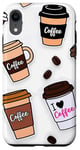 Coque pour iPhone XR Cute Coffee Cups I Love Coffee Caffeine Junkies Espresso Art