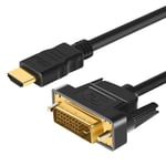 WHITE 1m Adaptateur DVI-D P vers câble HDMI vers DVI mâle 24 + 1 1080 mâle, plaqué or, pour projecteur DVD HDTV, PlayStation 4, PS4/3, boîtier TV ""Nipseyteko