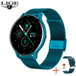 Lige 2023 Älykello Naisten Täyskosketusnäyttö Urheilu Fitness Kello Ip67 Vedenpitävä Bluetooth Android Android Ios Älykello Nainen_Mesh belt blue