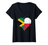 Womens Vintage Flag in Heart for Jamaica Poland A Jamaican Polish V-Neck T-Shirt