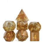 Glass Poly Blonde Hair Brown /Gold (7) Terningsett - Rollespill fra Outland