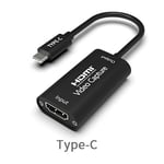 Carte d'acquisition USB 3.0 4K 1080P,adaptateur pour jeu en Streaming en direct,compatible avec Win 7 8 10 Linux YouTube OBS - Type Type-C