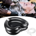 Bac à shampoing gonflable, PVC Lavabo gonflable pour les cheveux Portable Bac Coiffure Domicile Lave Tete pour Enceintes Enfants Personnes Âgées Blessées Alitées vasque gonflable (Noir, Cœur)