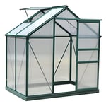 Outsunny Serre de Jardin Polycarbonate, Serre en Aluminium pour Le Jardin, résistant aux UV 30+, avec Fondation renforcé, gouttière, Lucarne et Porte Coulissant (Vert, 2.5㎡)