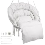 VEVOR Hamac Suspendu, capacité de 150 kg, Chaise Suspendue en macramé avec Coussin et matériel de Montage, balancelle en Corde de Coton pour Chambre à Coucher, Balcon, terrasse, Jardin, Beige