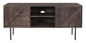 Clearance - Highgrove Fluted TV Unit in Walnut Finished Mango Wood