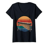 Womens Marimba Retro Vintage Instrument Music Gifts Marimba Players V-Neck T-Shirt