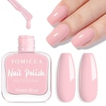 TOMICCA Nail Polish, Quick Dry French Pink Nail Varnish, No Needed Curing Long Lasting Pink French Nail Polish for DIY Nail Art, 15ML