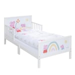 roba Peppa Pig Lit Montessori 70 x 140 cm avec Barrières de Sécurité pour Enfant - Inclus Sommier et Linge de Lit - Utilisable Jusqu'à 7 Ans - Blanc/Motif Truie