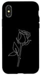 Coque pour iPhone X/XS Rose Fleur Abstraite Dessin Minimaliste one Line Art