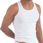 3 X Mens Vests White Fitted 100% Cotton Gym Training Tank Top T Shirt Tops