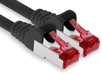 1aTTack.de - 1x 50m câble patch CAT6 S/FTP blindage PIMF câble réseau CAT.6 RJ45 câble Ethernet routeur LAN DSL commutateur modem panneau de brassage - noir - 1 pièce