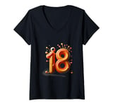 Womens 18 number 18th Birthday Funny Virus Monogram 18 V-Neck T-Shirt