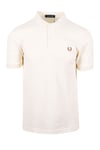 Fred Perry Mens Plain Polo Shirt Ecru/Marmalade - White - Size 3XL