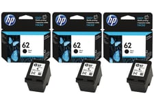 3x Original HP 62 Black Ink Cartridges For OfficeJet 5740 Inkjet Printer