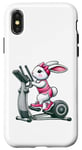 Coque pour iPhone X/XS Lapin de Pâques sur vélo elliptique Gym Fitness Workout