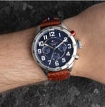 TOMMY HILFIGER MENS WATCH BLUE DIAL & BROWN LEATHER STRAP TH1791066 GENUINE NEW