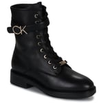 Calvin Klein Jeans Boots RUBBER SOLE COMBAT BOOT W HW Svart dam