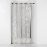 Douceur d'Intérieur, Sunny Gold Net Curtain with Eyelets 140 x 280 cm Metallic Printed Sandblasted