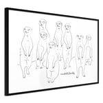 Plakat - Meerkats Family - 90 x 60 cm - Sort ramme