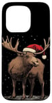 iPhone 15 Pro Christmas Magic Moose in Santa Hat Costume for Cozy Xmas Case