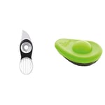 OXO Good Grips 3-in-1 Avocado Slicer - White & Food Huggers by KitchenCraft Silicone Avocado Savers - Multi-Colour (Set of 2)