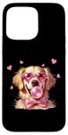 Coque pour iPhone 15 Pro Max Golden Retriever pour chien, Saint-Valentin, maman, papa, Bubblegum Bubble