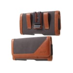 DFV mobile - Case Metal Belt Clip Horizontal Design Textile and Leather pour LG LMX430EMW K Series K40S (2019) - Brown