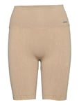 Ribbed Seamless Biker Shorts Beige Aim´n