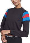 Urban Classics Women's Sleeve Stripe Crew Neck Sweatshirt, Multicoloured (Black/Bright Blue/Firered 01558), L