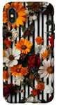 Coque pour iPhone X/XS Blanc Pop Art Rayé Sauvage Automne Automne Fleurs Floral