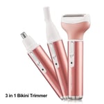 Tondeuse Maillot 3 en 1 Bikini Tondeuse Nez Rasoir à sourcils Rechargeable Rasoir Femme électrique pour Poils de Corps Visage Jambes