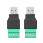 Connecteur de Borne USB 2 Pièces, Prise USB Mâle vers 5 Broches Adaptateur de Borne à Vis Connetor Femelle Boulon Vis Blindage Bornes Enfichable Type Adaptateur Connecteur Convertisseur 220V 5A.[G1892]