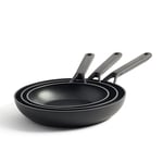 KitchenAid Classic Forged Aluminium Ensemble de Poêles à Frire en Céramique Antiadhésive Anodisée, 20 cm, 24 cm et 28 cm, Sans PFAS, Induction, Four, Lave-vaisselle, Noir